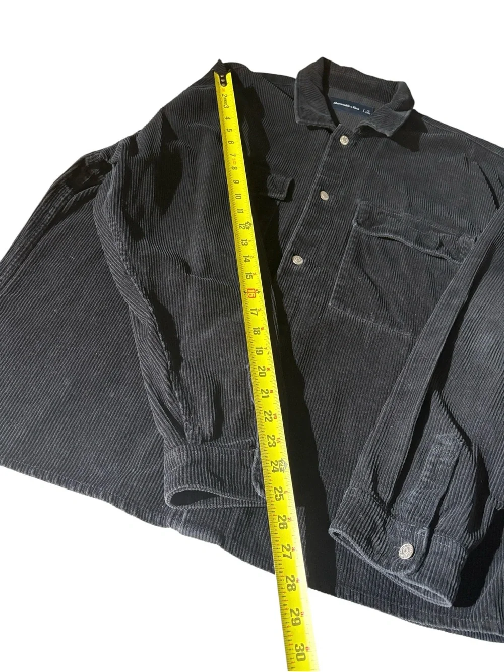 Abercrombie & Fitch Men's Black Corduroy Button-Down Shirt - Size XL